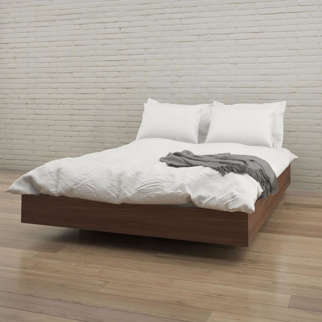 Nexera Queen Size Platform Bed Walnut Nx 346031 Modern Nexera Queen Size Platform Bed Walnut