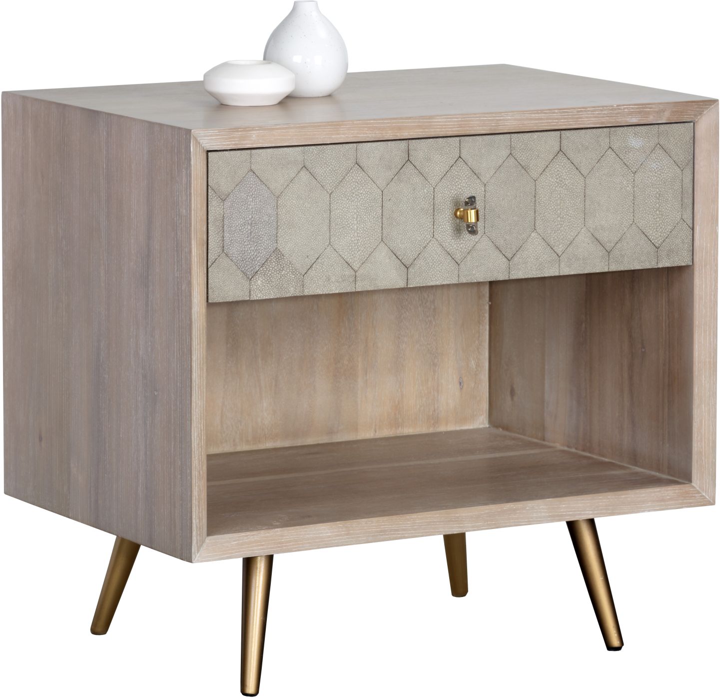 Sunpan Aniston Nightstand Leather Wood With Antique Brass Base Sp 105592 Modern Furniture Canada