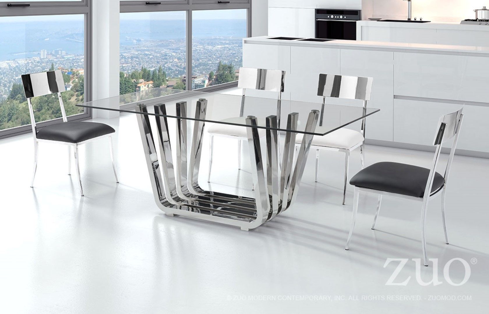Zuo Modern Fan Dining Table Chrome 100325 Modern Furniture