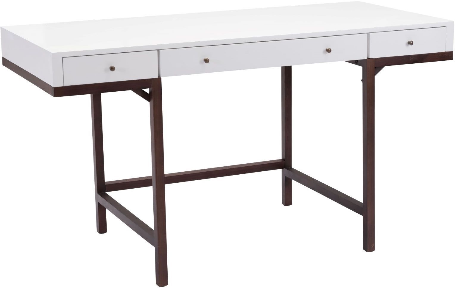 Zuo Modern Printer Desk Walnut White Disc 100631 Modern