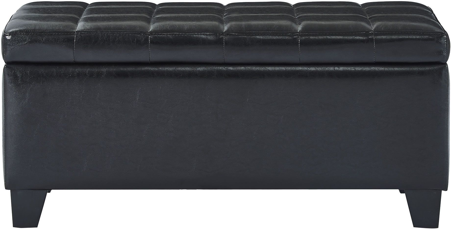 Whi Winston Rectangular Storage Ottoman, Leather Ottoman Black