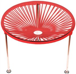Zicatela Table (Red weave on Copper Frame) 