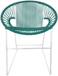 Puerto Dining Chair (Turquoise Weave on White Frame) 
