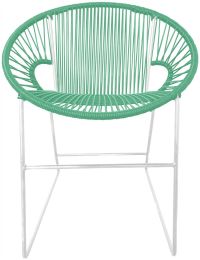 Puerto Dining Chair (Mint Weave on White Frame) 