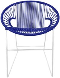 Puerto Dining Chair (Deep Blue Weave on White Frame) 