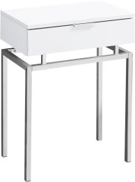Salan End Table (White with Chrome Base) 