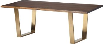 Versailles Live Edge Dining Table (Short - Seared Oak with Gold Base) 
