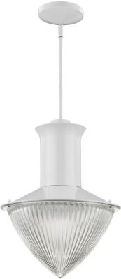 Skylar 1-Light Pendant with ribbed Halophane glass.