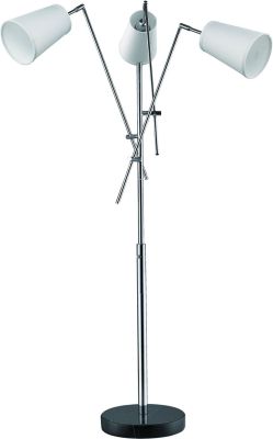 Cerberus Floor Lamp (3 Light - Polished chrome and Cream)