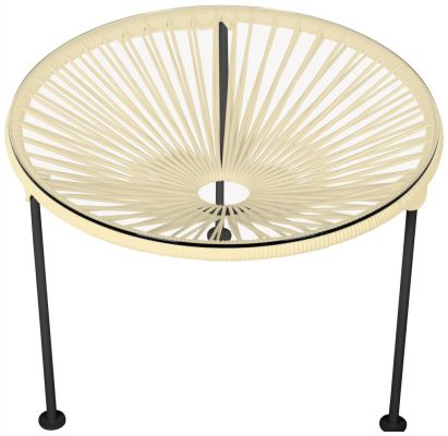 Zicatela Table (Ivory Weave on Black Frame)