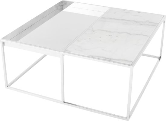 Corbett Coffee Table (Square - White with Silver Base)