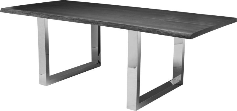 Lyon Dining Table (Long - Oxidized Grey Oak with Silver Legs)