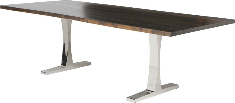 Toulouse Dining Table (Large - Seared Oak with Silver Legs)