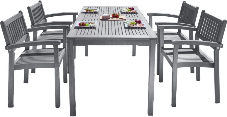 Laurentian 5 Piece Dining Set (Stacking Chair & Staight Leg Table)