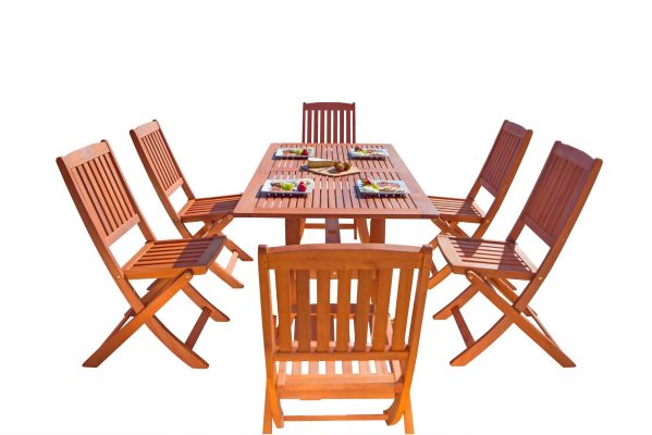 York 7 Piece Dining Set (Folding Chairs & Straight Leg Table)