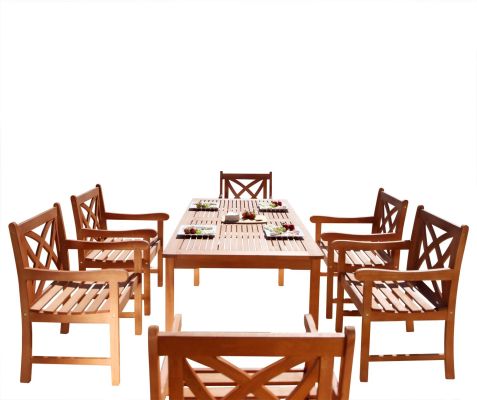 York 7 Piece Dining Set (Cross Back & Straight Leg Table)