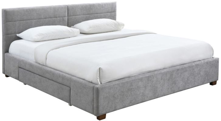 Emilio Platform Bed W & Drawers (King - Light Grey)
